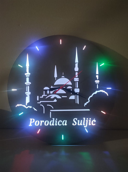 Dekorativni zidni sat s LED osvjetljenjem